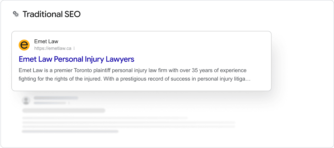 Organic Google result for Emet Law Personal Injury Lawyers